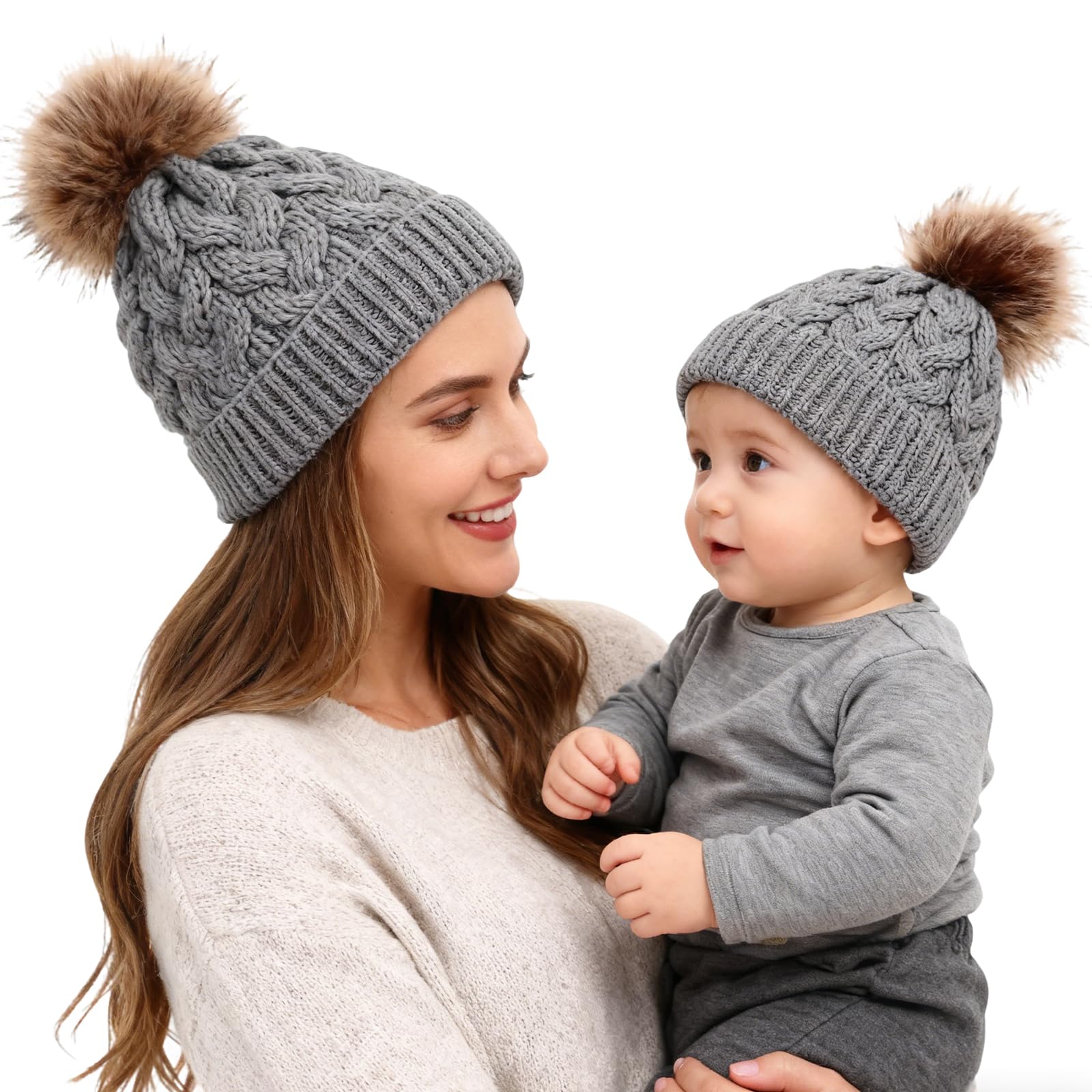 Winmany 2PCS Family Matching Hat Winter Warmer Mother & Baby Knit